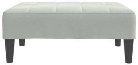 Sofá-cama 2 lugares c/ apoio de pés veludo cinza-claro