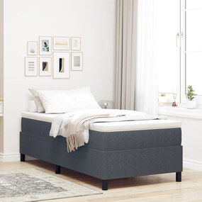 Cama Box Spring com Colchão Cinza Escuro Individual Tecido de Veludo C