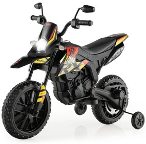 Mota Elétrica Infantil com Licença Aprilia com 2 Rodas de Treinamento Motocicleta Bateria 12V para Crianças de 3 a 8 Anos Preto