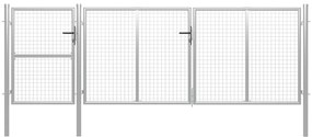 vidaXL Portão de jardim 400x125 cm aço prateado