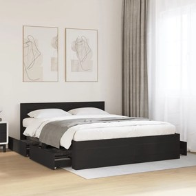 Estrutura cama c/ cabeceira sem colchão 160x200 cm preto