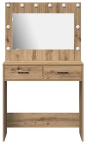 Mesa de Maquiagem com Luzes LED Carvalho Artesanal 78,5x41x135 cm