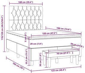 Cama boxspring com colchão 120x190 cm veludo preto