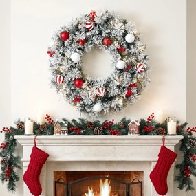 Grinalda de Natal Luminosa, 60 x 60 x 12 cm, 50 LED com 8 Modos, Verde
