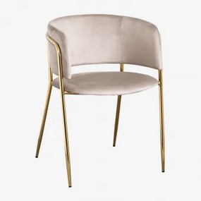 Pacote De 4 Cadeiras De Jantar Estofadas Nalon Dourado & Velluto Toupeira Claro & Velluto - Sklum
