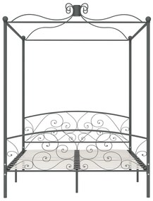 Estrutura de cama com dossel 160x200 cm metal cinzento