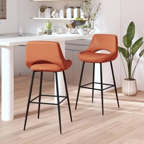 vidaXL Bancos de bar 2 pcs couro artificial castanho-claro
