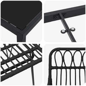 Conjunto de Jantar de Jardim com 7 Peças em Rattan Preto