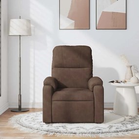 Poltrona de massagens reclinável tecido de microfibra castanho