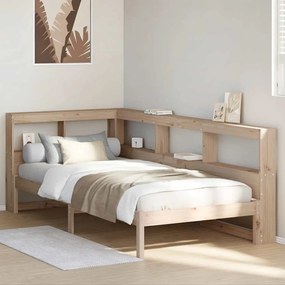 vidaXL Cama com estante sem colchão 90x190 cm pinho maciço