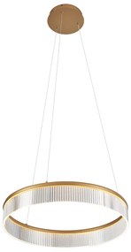 Candeeiro suspenso moderno latão 59cm incl. LED regulável em 3 níveis - Anello Chandelier Moderno