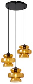 Candeeiro suspenso retro preto com vidro laranja 3 luzes - Denise Retro