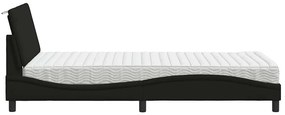 Cama com colchão 100x200 cm tecido preto