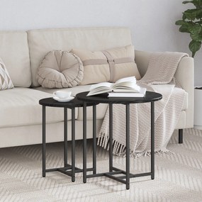 Conjunto de Mesas de Apoio 2 pcs em Madeira de Carvalho Preto e Metal