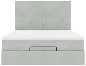 Estrutura de cama otomana com colchões 140x190cm cinzento claro