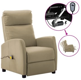 vidaXL Poltrona massagens reclinável elétrica couro artif. cappuccino