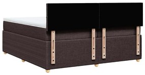 Cama com molas/colchão 200x200 cm tecido castanho-escuro