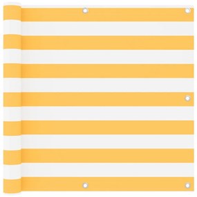 vidaXL Tela de varanda 90x400 cm tecido Oxford branco e amarelo
