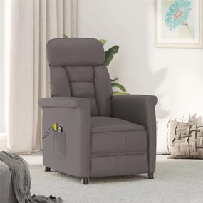 vidaXL Poltrona de massagens elétrica couro artificial cinzento