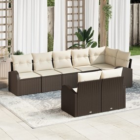 Conjunto de Sofá de Jardim com 8 Peças e Almofadas em Vime Polipropile
