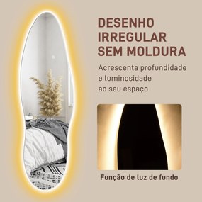 Espelho de Pé com Luzes LED 40x120 cm Espelho de Parede sem Moldura co