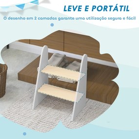 Banco para Crianças de 2 Degraus Torre de Aprendizagem Escada para Crianças acima de 3 Anos para Casa de Banho Cozinha 43x30x55 cm Branco