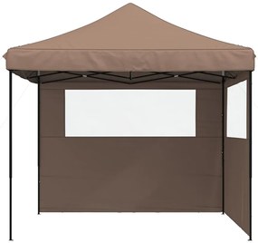 Tenda p/ festas pop-up dobrável com 2 paredes laterais castanho
