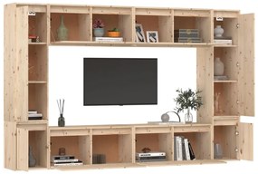Móveis de TV 8 pcs madeira de pinho maciça
