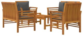 5 pcs conjunto lounge de jardim c/ almofadões acácia maciça