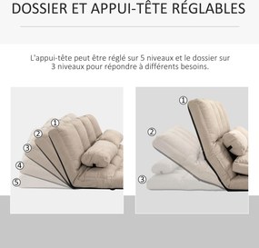 Poltrona-cama dobrável - Poltrona-cama - Encosto reclinável com 14 posições - 2 almofadas