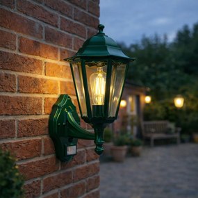 Lanterna de parede externa verde escuro com sensor de movimento IP44 - New Orleans up