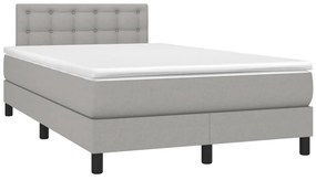 Cama box spring c/ colchão e LED 120x200 cm tecido cinza-claro