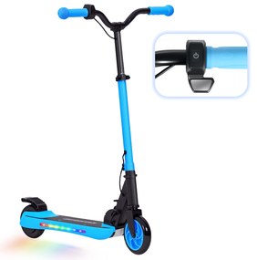 SPORTNOW Trotinete Elétrica Dobrável para Crianças 120 W Autonomia 6 km e Máximo 10 km/h com Travão Luzes LED 74x52x83-87 cm Azul