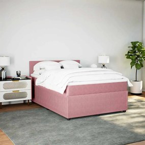 Cama com molas/colchão 140x200 cm veludo rosa