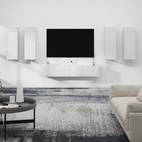 Conjunto móveis de TV 6 pcs madeira processada branco