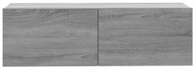 Móvel parede TV 100x30x30 cm derivados de madeira cinza sonoma