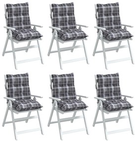 Almofadões cadeira encosto baixo 6 pcs oxford xadrez cinzento