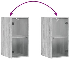 Armário de parede c/ portas de vidro 35x37x68,5 cm cinza sonoma