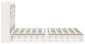 Cama com estante sem colchão 140x190 cm pinho maciço branco