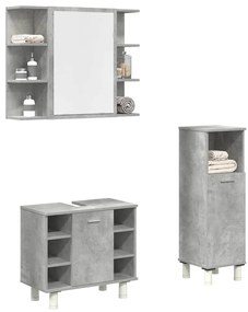 vidaXL 3 pcs conj. móveis casa banho derivados madeira cinza cimento
