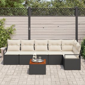 Conjunto de Sofá de Jardim vidaXL de 7 Peças com Almofadas Preto Vime