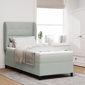 Cama Box com Colchão vidaXL Cinzento Claro 80x200 cm Veludo