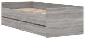 Estrutura de cama com gavetas 90x190 cm cinzento sonoma
