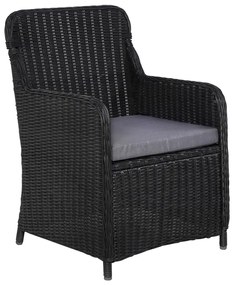 7 pcs conjunto de jantar para jardim preto