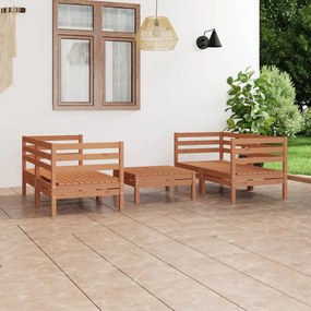 vidaXL 5 pcs conjunto lounge de jardim pinho maciço castanho mel