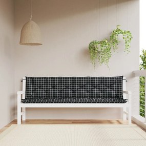 vidaXL Almofadões p/ banco jardim 2 pcs 200x50x7cm tecido xadrez preto
