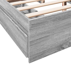 Estrutura de cama c/ gavetas derivados madeira cinza sonoma