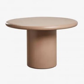 Mesa De Jantar Redonda Em Cimento Namara Ø120 Cm & Camelo Castanho Claro - Sklum