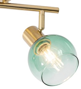 Ponto art déco dourado com vidro verde 2 luzes - Vidro Art Deco