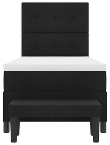 Cama Box Spring com Colchão e Banco Preto 90x190 cm Tecido